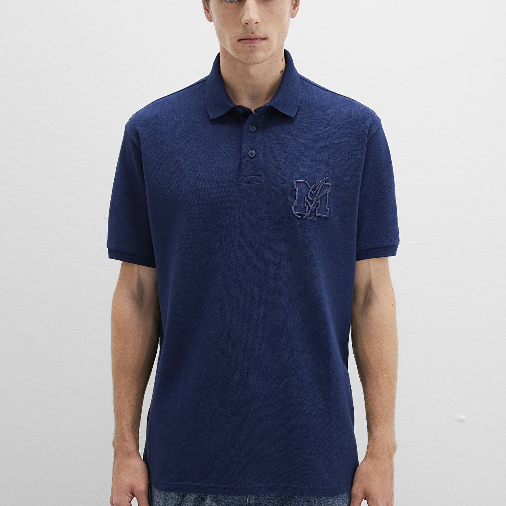 Mavi Lacivert Polo Tişört Loose Fit / Bol Rahat Kesim 0613009-89353