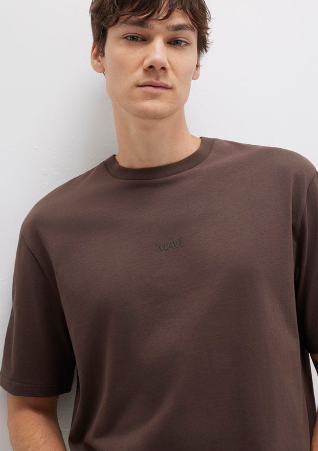  Mavi Mavi Baskılı Kahverengi Tişört Relaxed Fit / Rahat Kesim 0613093-70251