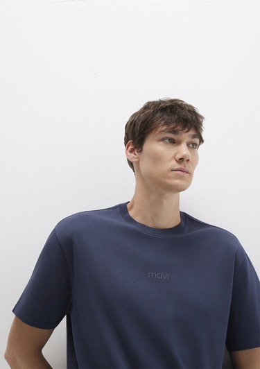  Mavi Mavi Baskılı Lacivert Tişört Loose Fit / Bol Rahat Kesim 0613102-85315