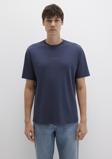  Mavi Mavi Baskılı Lacivert Tişört Loose Fit / Bol Rahat Kesim 0613102-85315