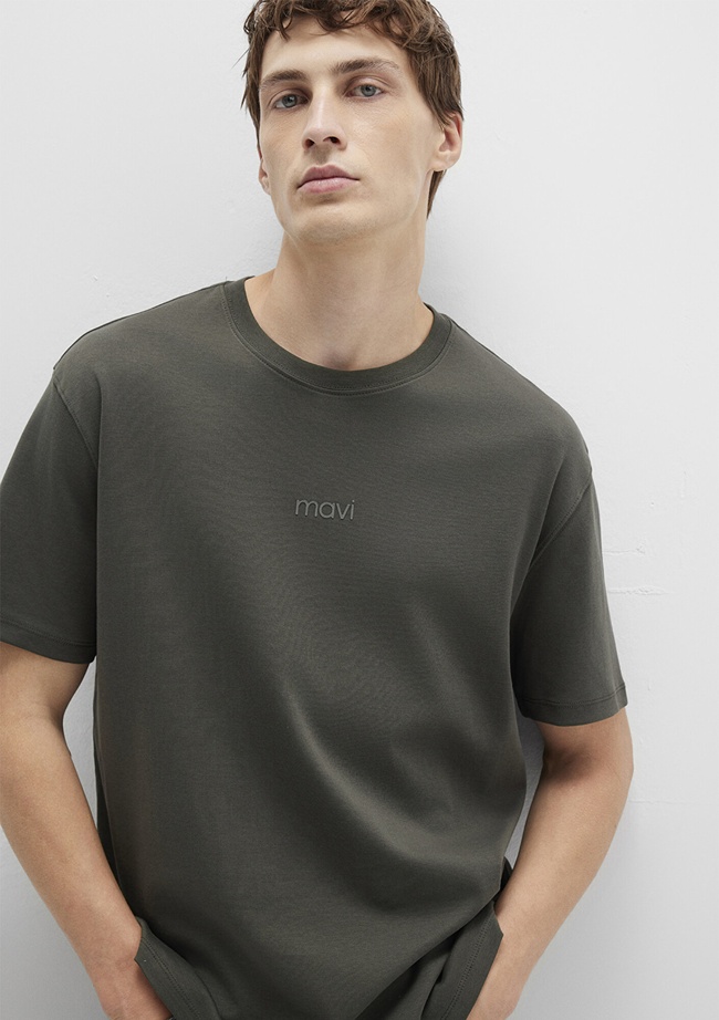  Mavi Mavi Baskılı Haki Tişört Loose Fit / Bol Rahat Kesim 0613102-71553