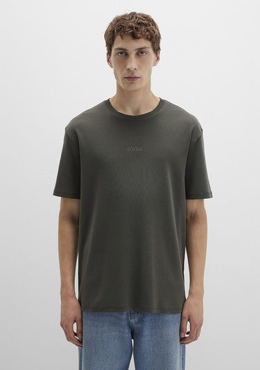  Mavi Mavi Baskılı Haki Tişört Loose Fit / Bol Rahat Kesim 0613102-71553