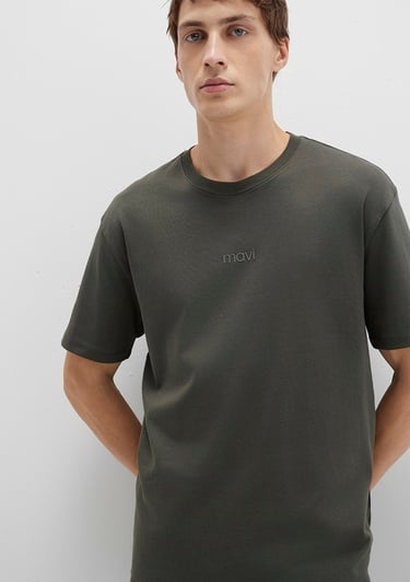  Mavi Mavi Baskılı Haki Tişört Loose Fit / Bol Rahat Kesim 0613102-71553