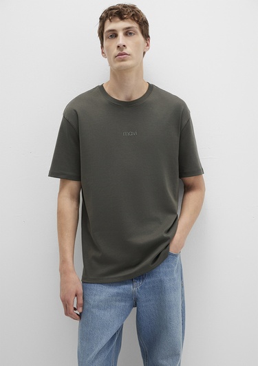  Mavi Mavi Baskılı Haki Tişört Loose Fit / Bol Rahat Kesim 0613102-71553