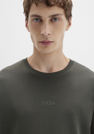  Mavi Mavi Baskılı Haki Tişört Loose Fit / Bol Rahat Kesim 0613102-71553