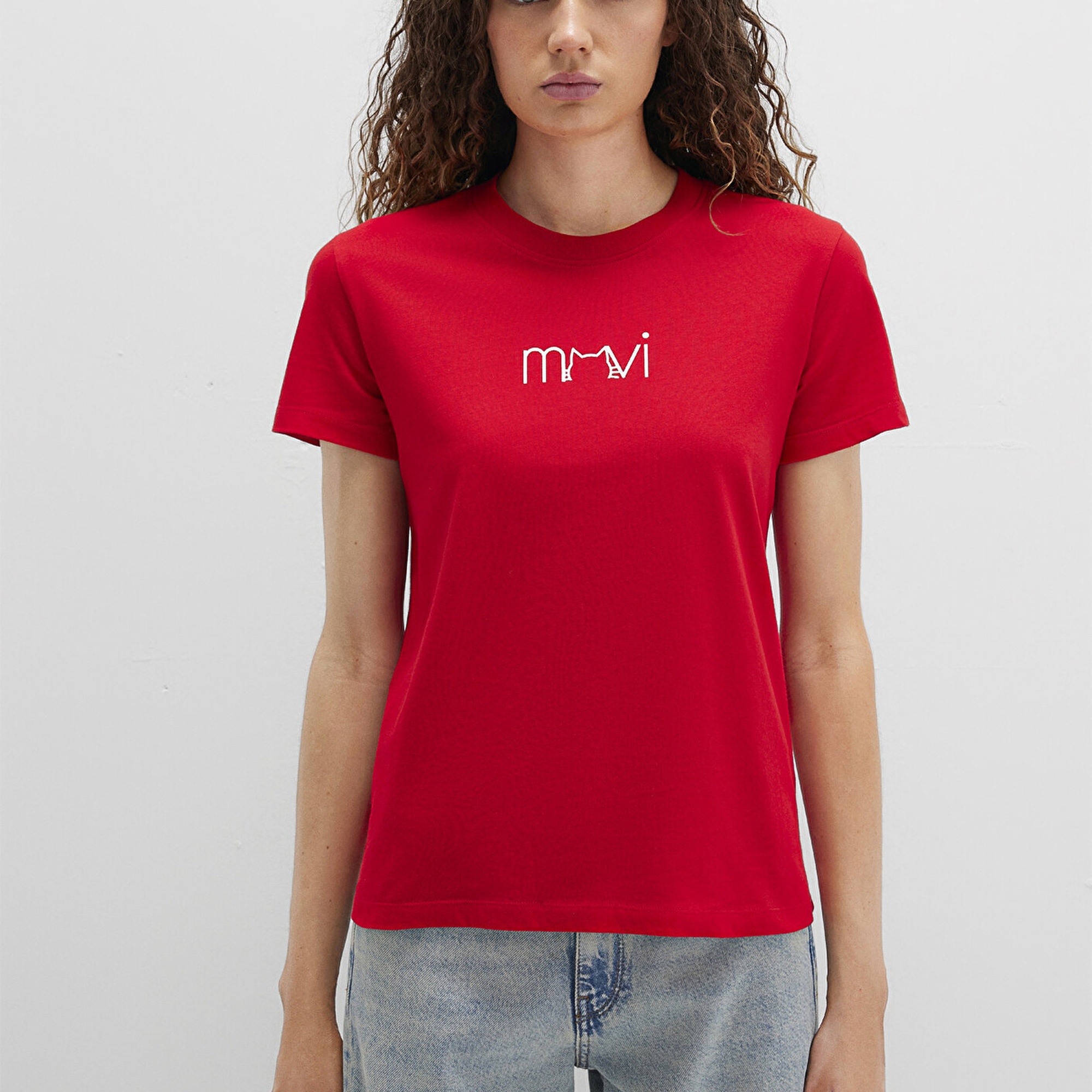 Mavi Mavi Baskılı Kırmızı Tişört Semi Slim Fit / Yarı Dar Kesim 1613387-82054