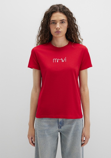  Mavi Mavi Baskılı Kırmızı Tişört Semi Slim Fit / Yarı Dar Kesim 1613387-82054