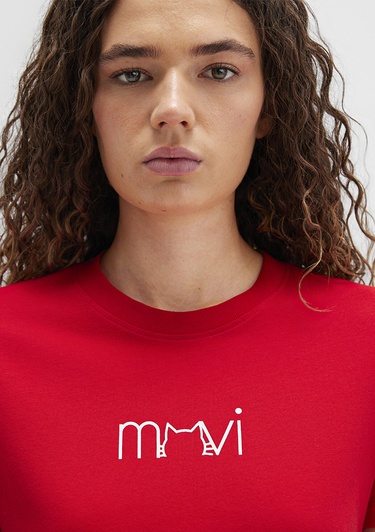  Mavi Mavi Baskılı Kırmızı Tişört Semi Slim Fit / Yarı Dar Kesim 1613387-82054