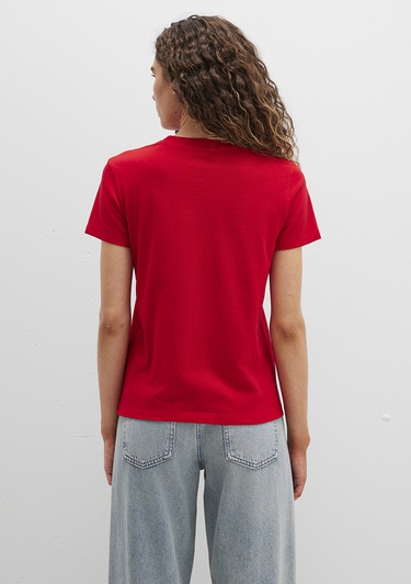  Mavi Mavi Baskılı Kırmızı Tişört Semi Slim Fit / Yarı Dar Kesim 1613387-82054