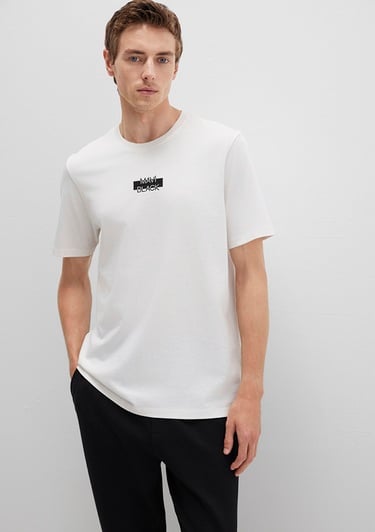  Mavi Mavi Black Baskılı Beyaz Tişört Regular Fit / Normal Kesim 0612873-70057