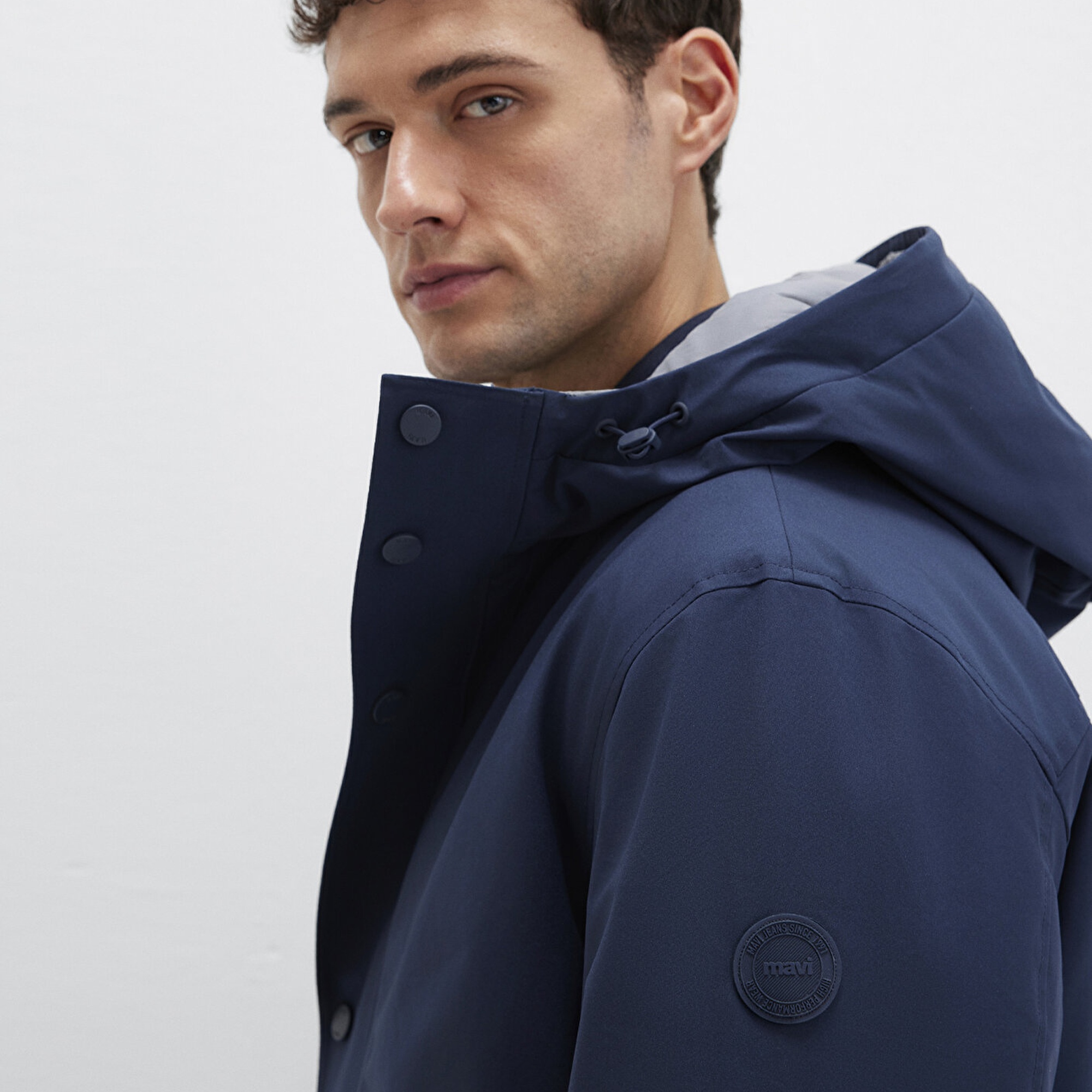 Mavi Kapüşonlu Lacivert Mont Loose Fit / Bol Rahat Kesim 0110667-80872