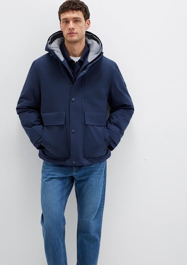  Mavi Kapüşonlu Lacivert Mont Loose Fit / Bol Rahat Kesim 0110667-80872