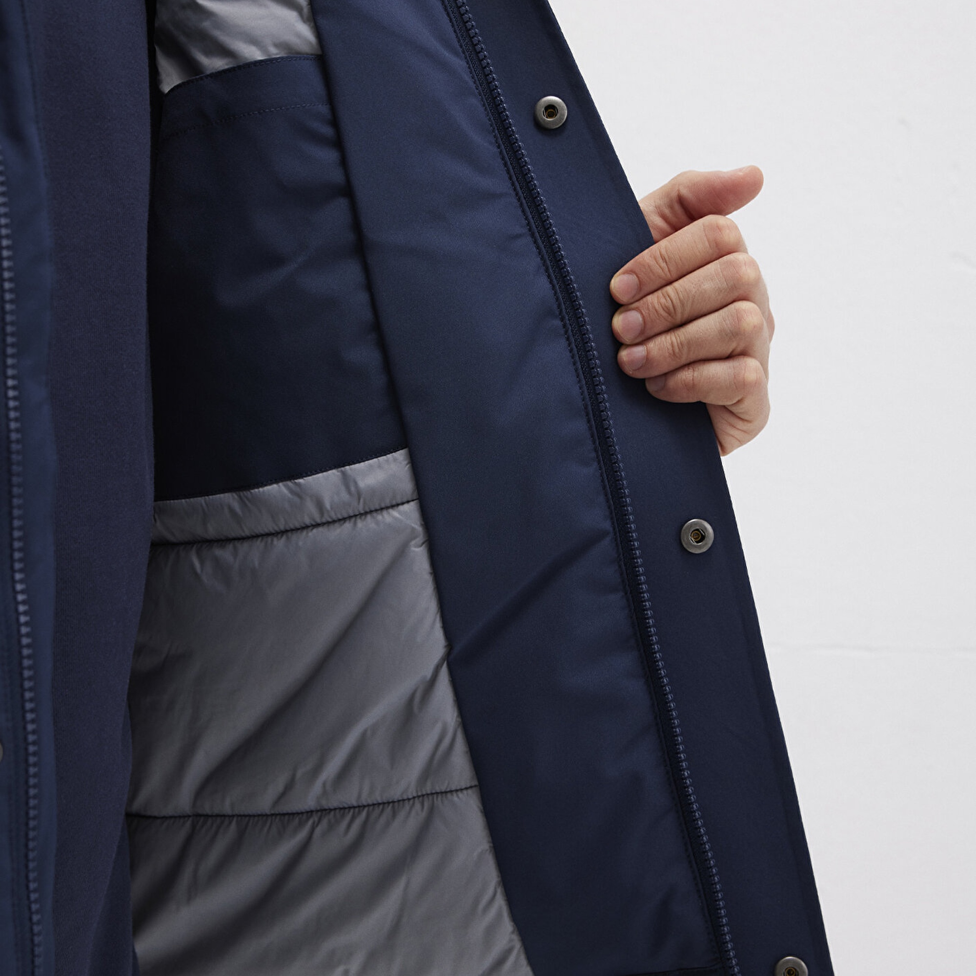 Mavi Kapüşonlu Lacivert Mont Loose Fit / Bol Rahat Kesim 0110667-80872