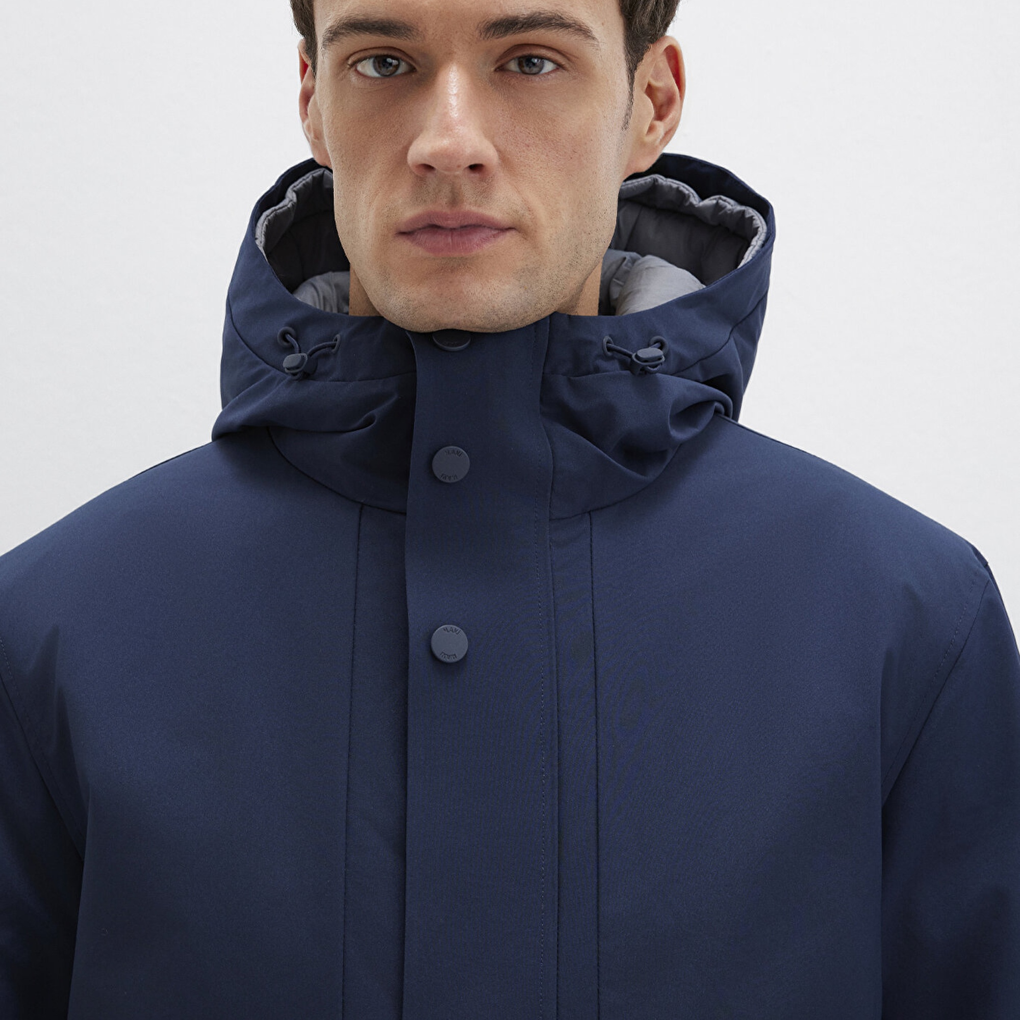 Mavi Kapüşonlu Lacivert Mont Loose Fit / Bol Rahat Kesim 0110667-80872