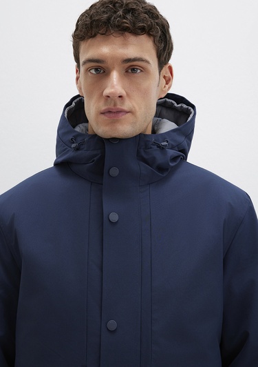  Mavi Kapüşonlu Lacivert Mont Loose Fit / Bol Rahat Kesim 0110667-80872