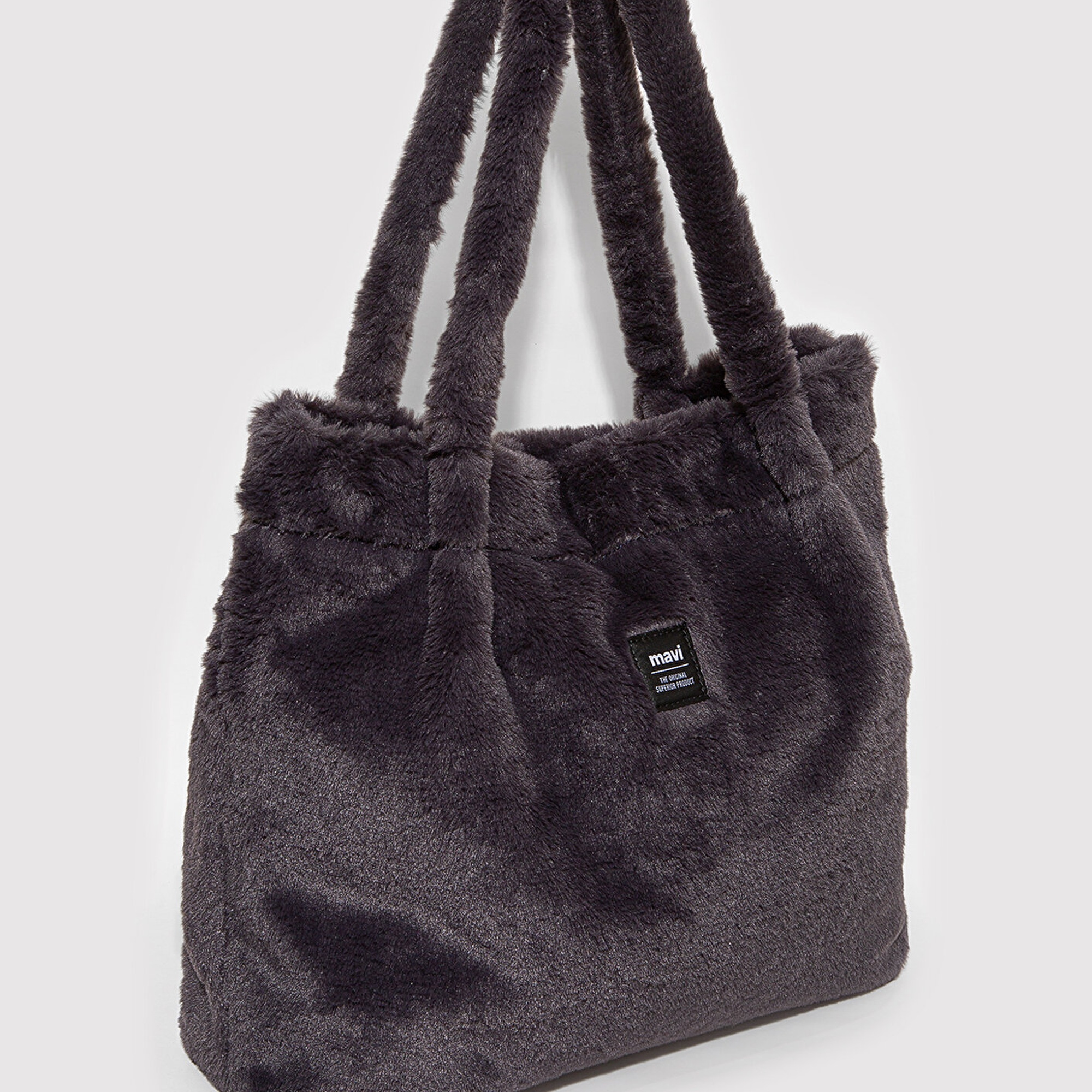 Mavi Antrasit Peluş Omuz Çantası 197617-80867