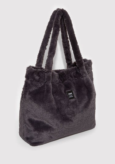  Mavi Antrasit Peluş Omuz Çantası 197617-80867