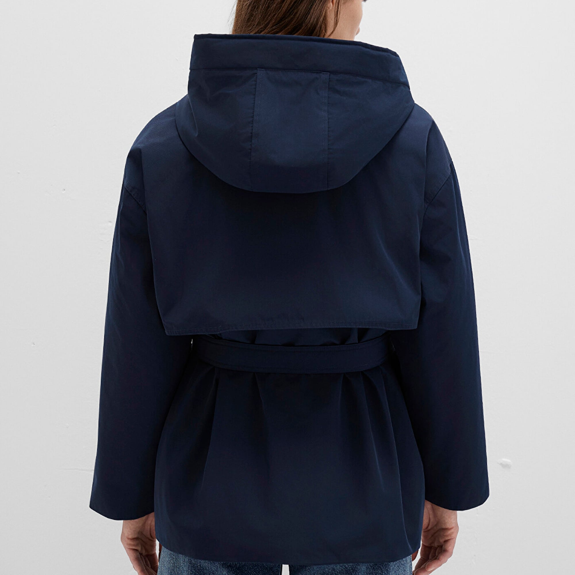 Mavi Su İtici Beli Kemerli Lacivert Parka Oversize / Geniş Kesim 1110703-83699