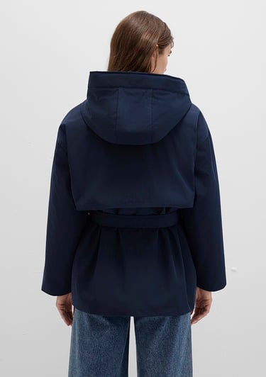  Mavi Su İtici Beli Kemerli Lacivert Parka Oversize / Geniş Kesim 1110703-83699