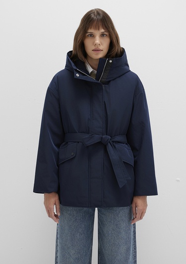  Mavi Su İtici Beli Kemerli Lacivert Parka Oversize / Geniş Kesim 1110703-83699