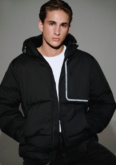  Mavi Su İtici Su İtici Siyah Şişme Mont 0110463-900