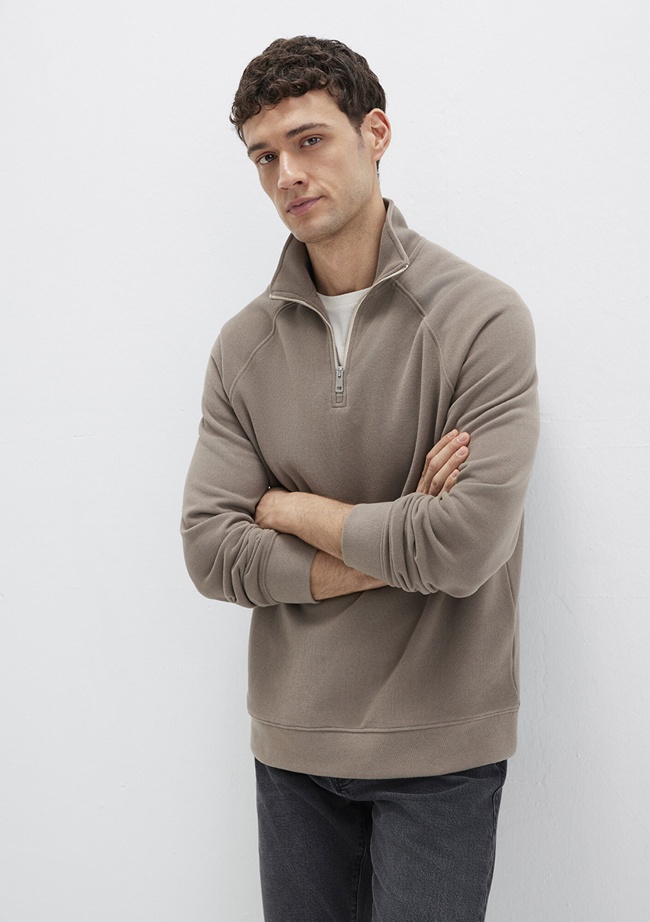  Mavi Yarı Fermuarlı Bej Sweatshirt 0S10483-70380