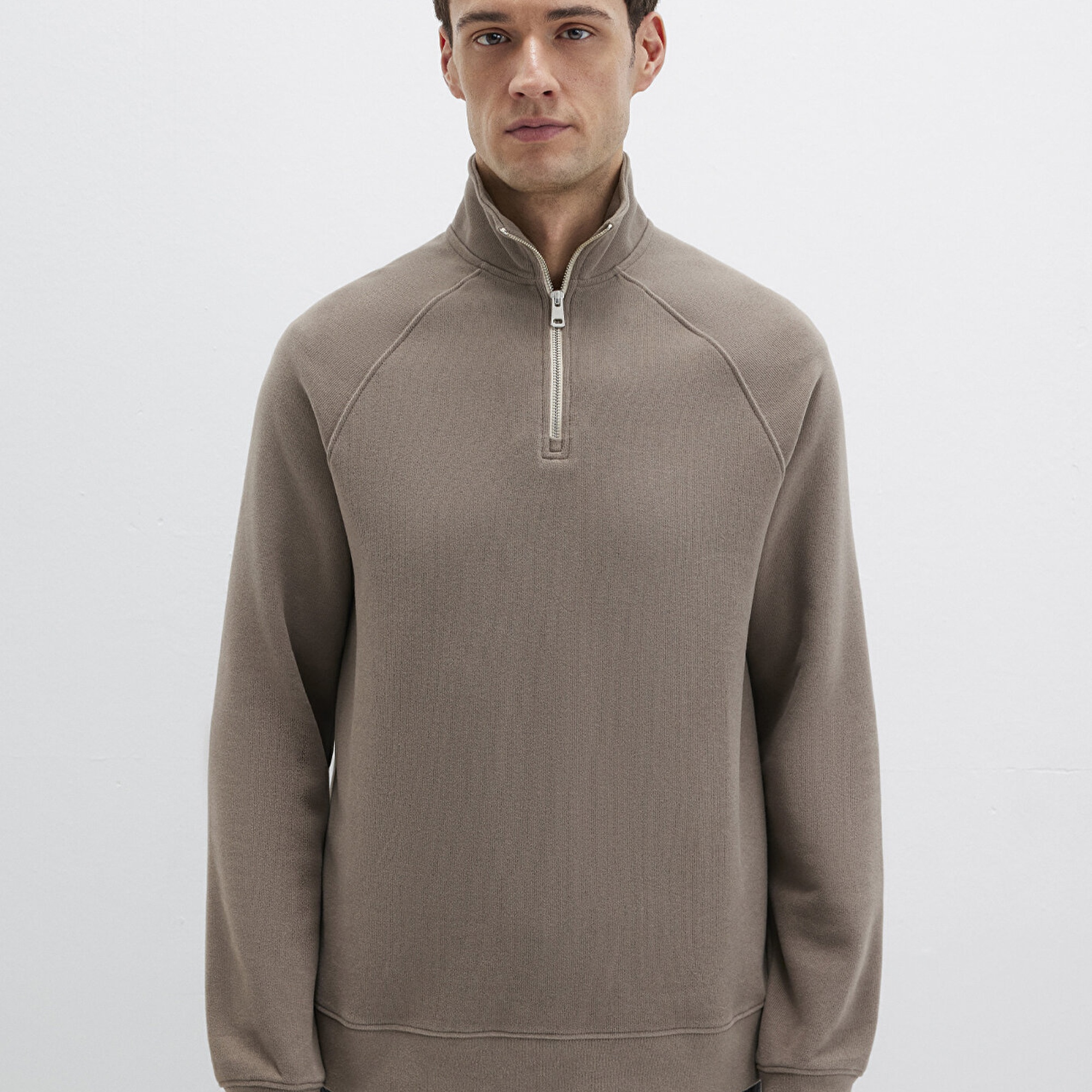 Mavi Yarı Fermuarlı Bej Sweatshirt 0S10483-70380