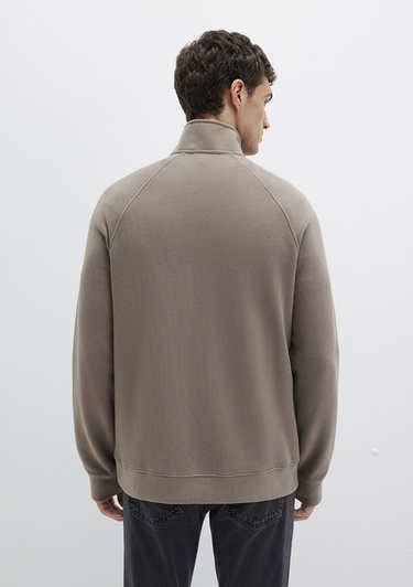 Mavi Yarı Fermuarlı Bej Sweatshirt 0S10483-70380