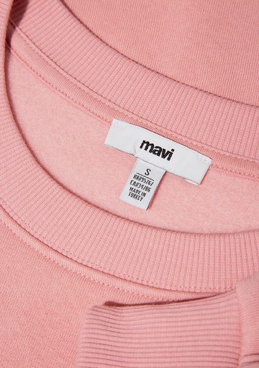  Mavi Bisiklet Yaka Pembe Basic Sweatshirt 1610198-91003