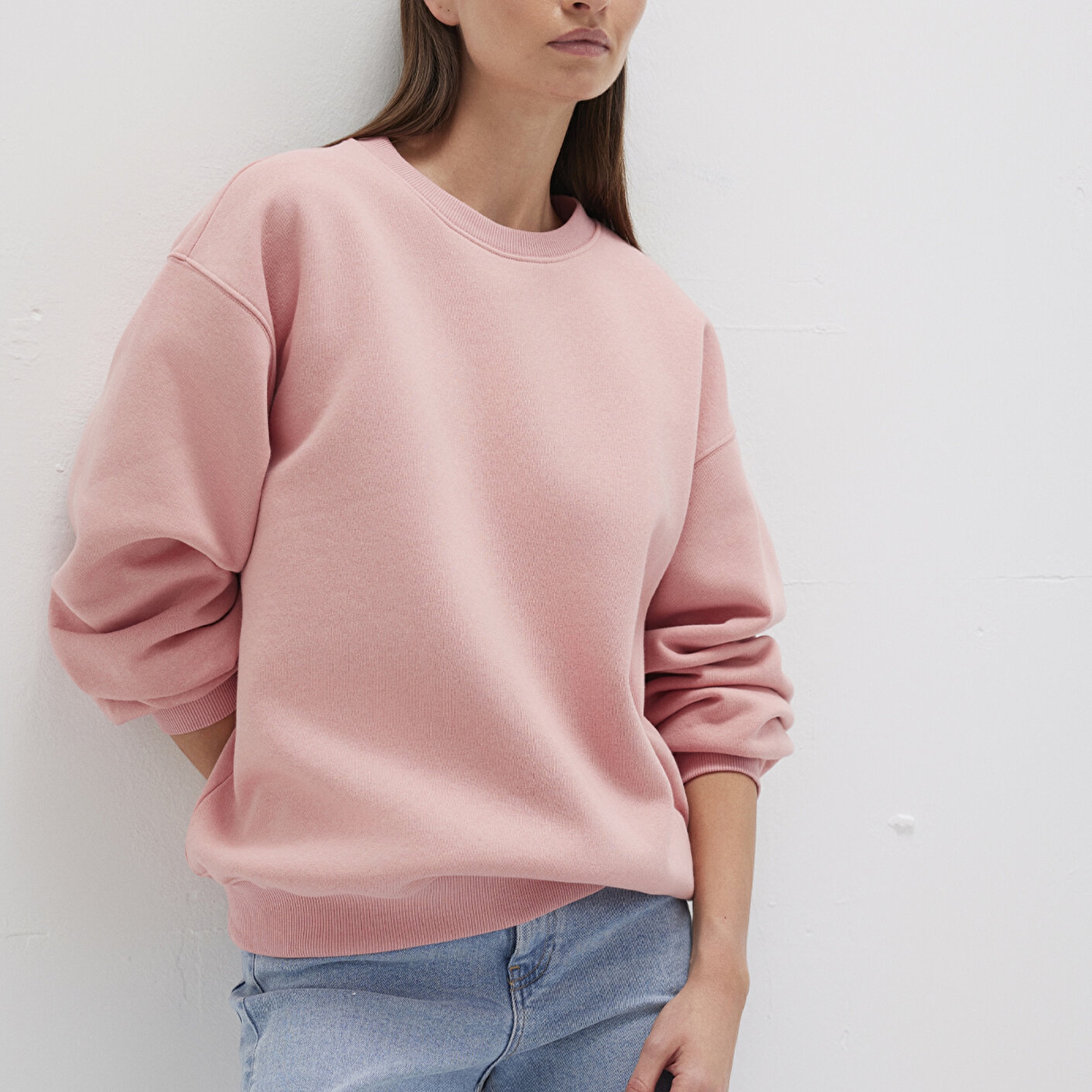 Mavi Bisiklet Yaka Pembe Basic Sweatshirt 1610198-91003