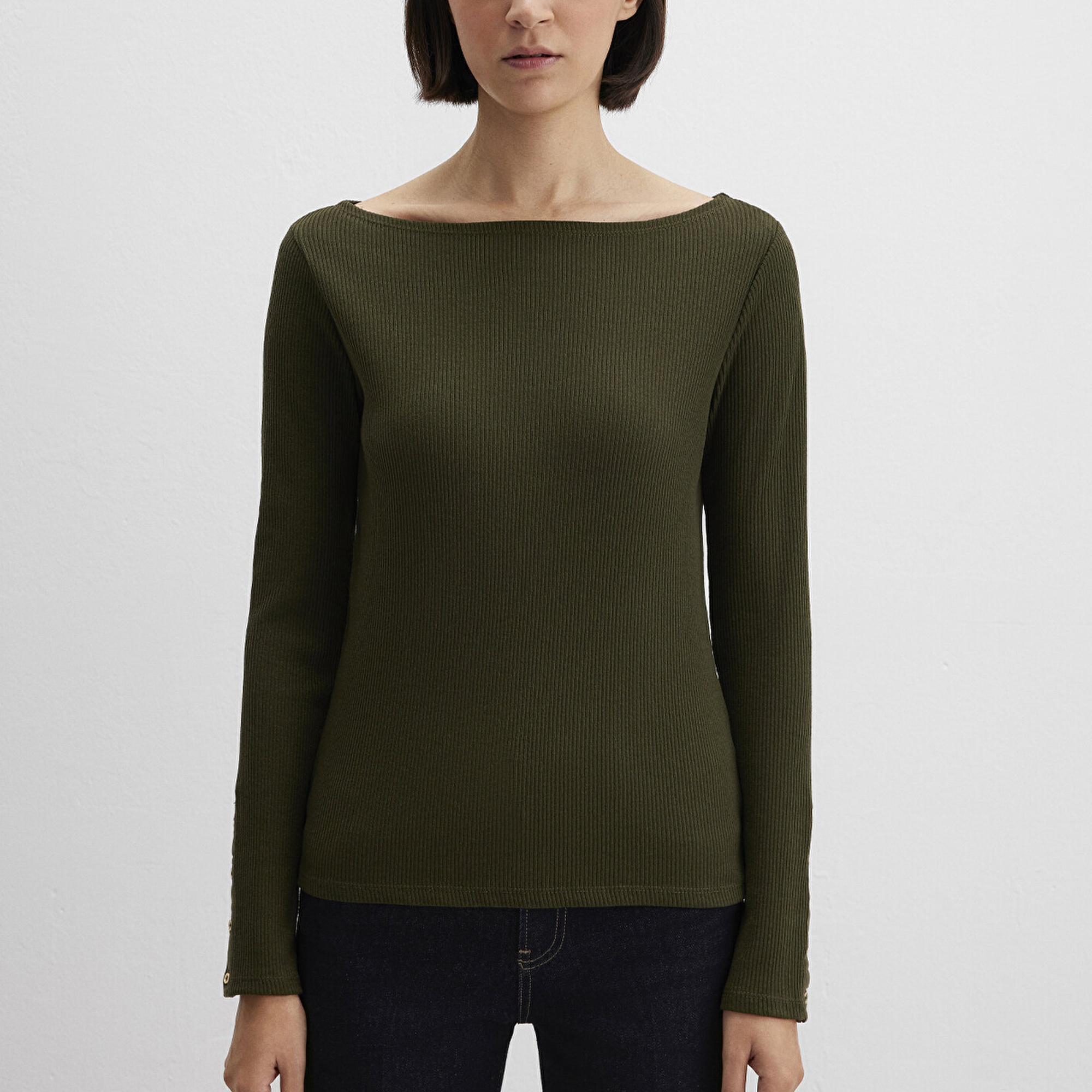 Mavi Yeşil Uzun Kollu Tişört Fitted / Vücuda Oturan Kesim 1613595-71545