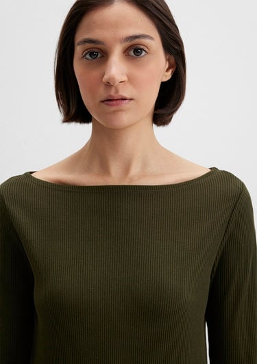  Mavi Yeşil Uzun Kollu Tişört Fitted / Vücuda Oturan Kesim 1613595-71545