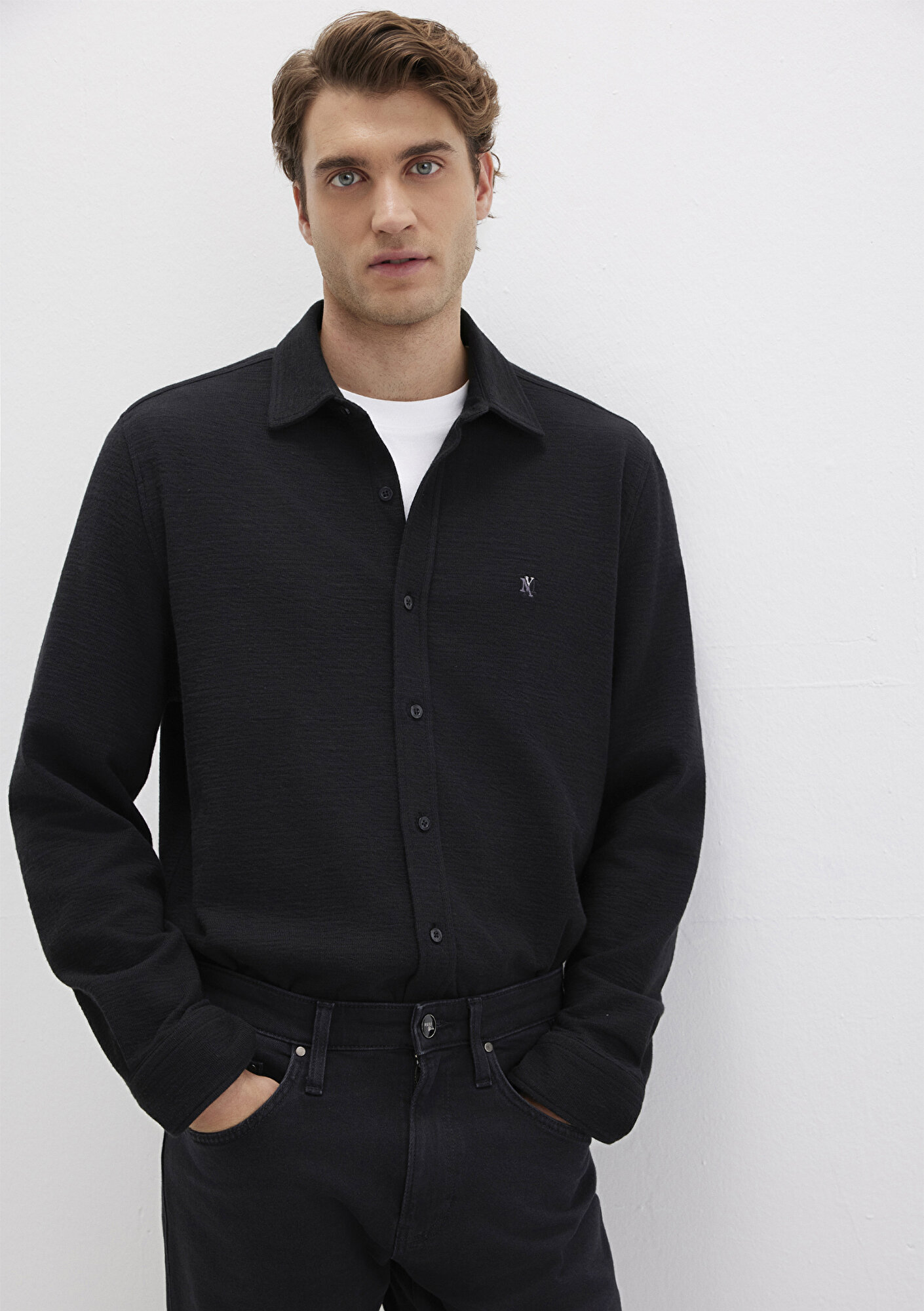  Mavi Siyah Gömlek Regular Fit / Normal Kesim 0211789-900