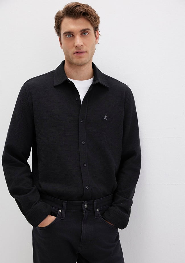  Mavi Siyah Gömlek Regular Fit / Normal Kesim 0211789-900