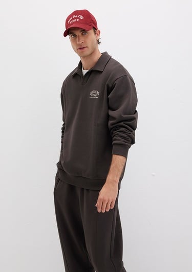  Mavi Polo Yaka Kahverengi Sweatshirt 0S10479-70219