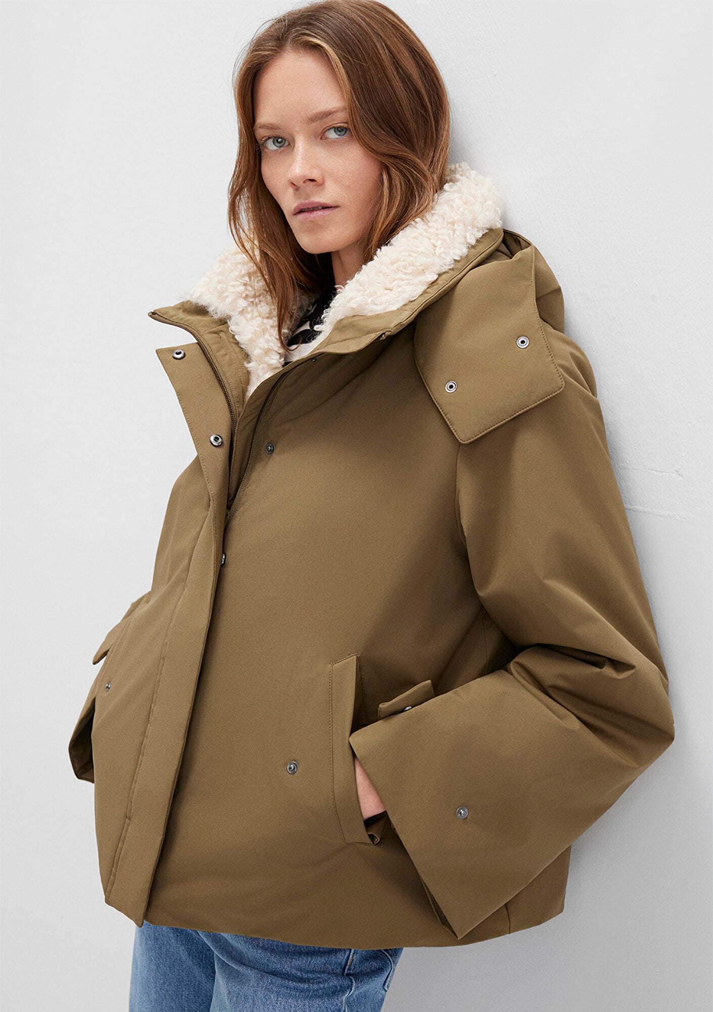  Mavi Suni Kürk Detaylı Kapüşonlu Haki Parka Regular Fit / Normal Kesim 1110759-71816