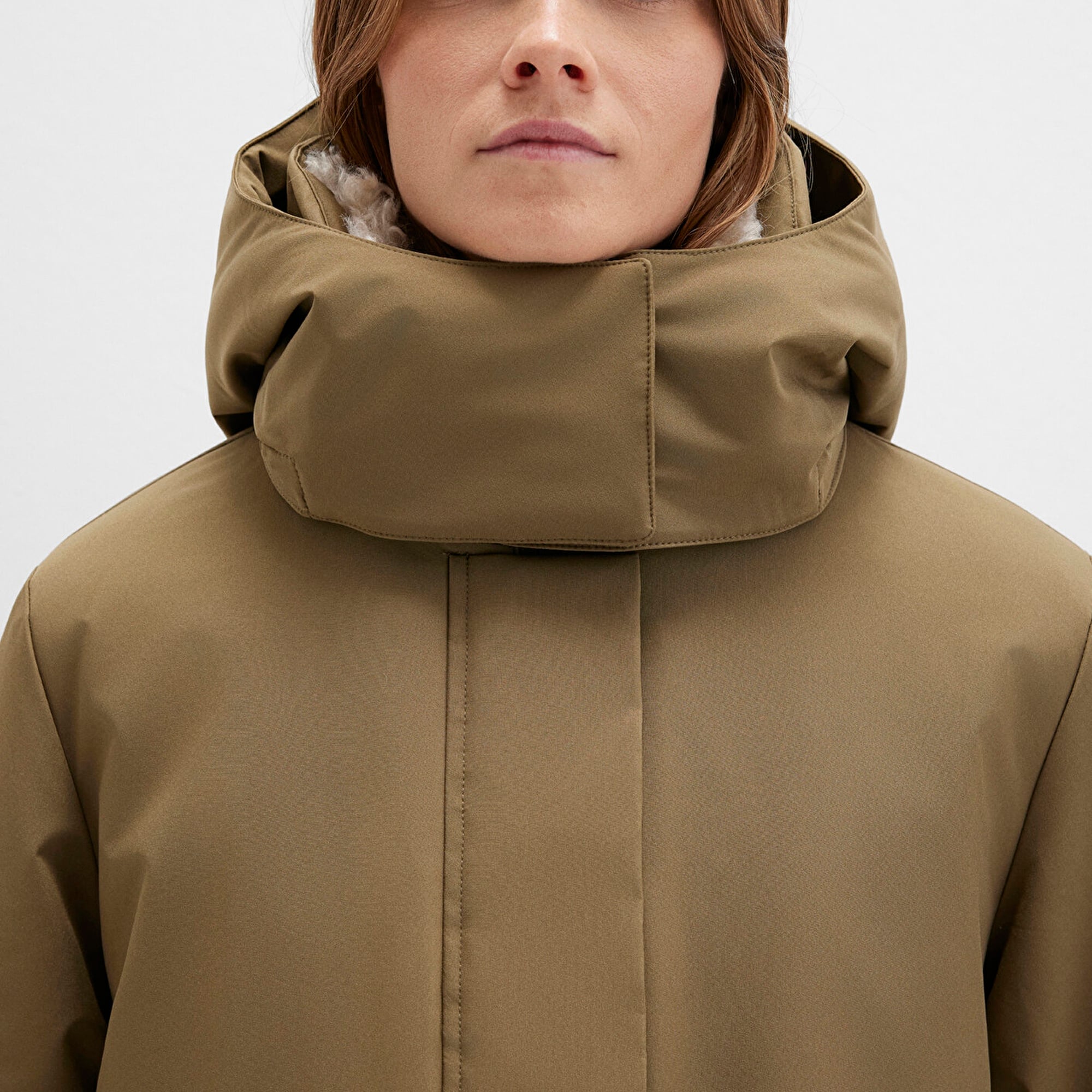 Mavi Suni Kürk Detaylı Kapüşonlu Haki Parka Regular Fit / Normal Kesim 1110759-71816