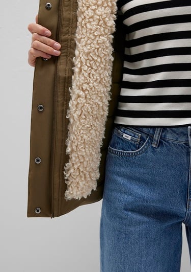  Mavi Suni Kürk Detaylı Kapüşonlu Haki Parka Regular Fit / Normal Kesim 1110759-71816