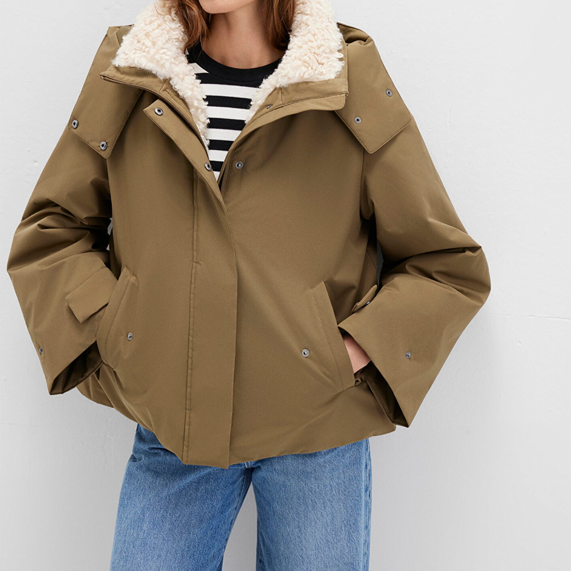 Mavi Suni Kürk Detaylı Kapüşonlu Haki Parka Regular Fit / Normal Kesim 1110759-71816