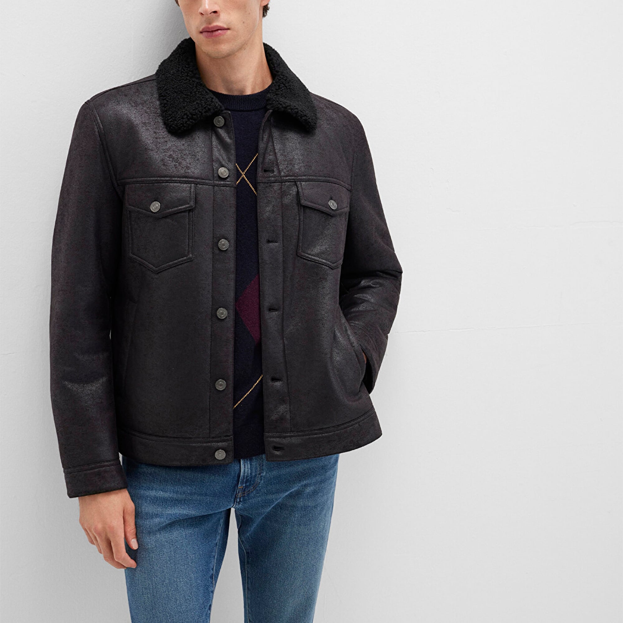 Mavi Siyah Suni Deri Ceket Regular Fit / Normal Kesim 0110460-71379