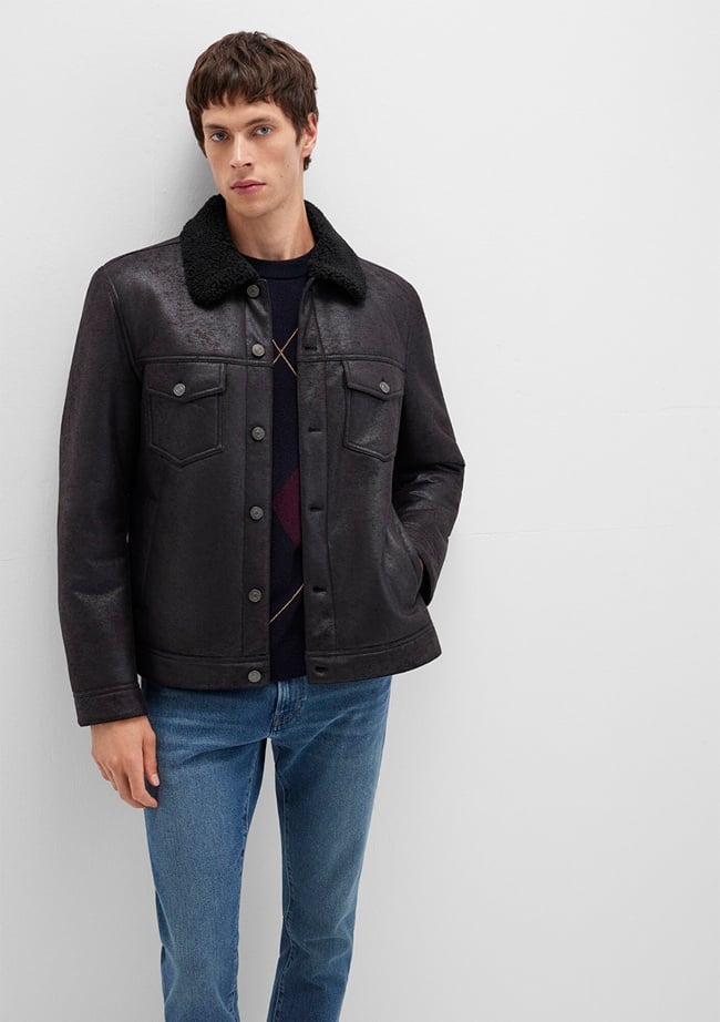  Mavi Siyah Suni Deri Ceket Regular Fit / Normal Kesim 0110460-71379