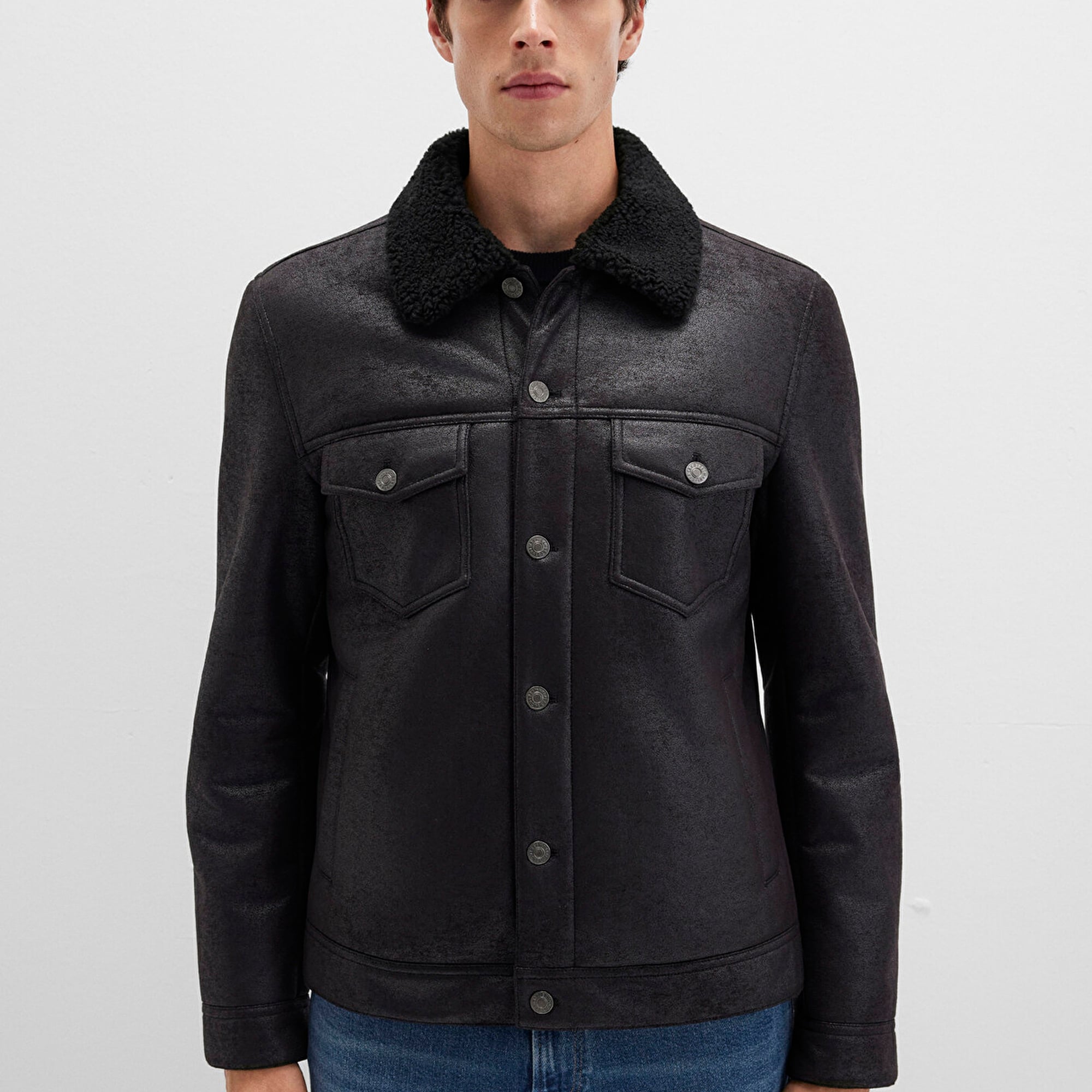 Mavi Siyah Suni Deri Ceket Regular Fit / Normal Kesim 0110460-71379