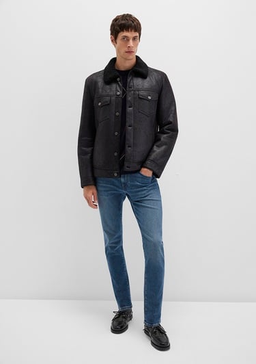  Mavi Siyah Suni Deri Ceket Regular Fit / Normal Kesim 0110460-71379