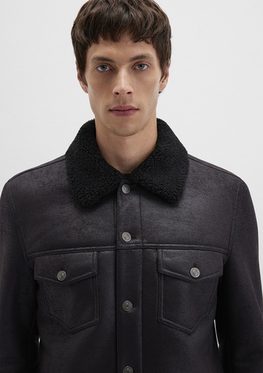  Mavi Siyah Suni Deri Ceket Regular Fit / Normal Kesim 0110460-71379