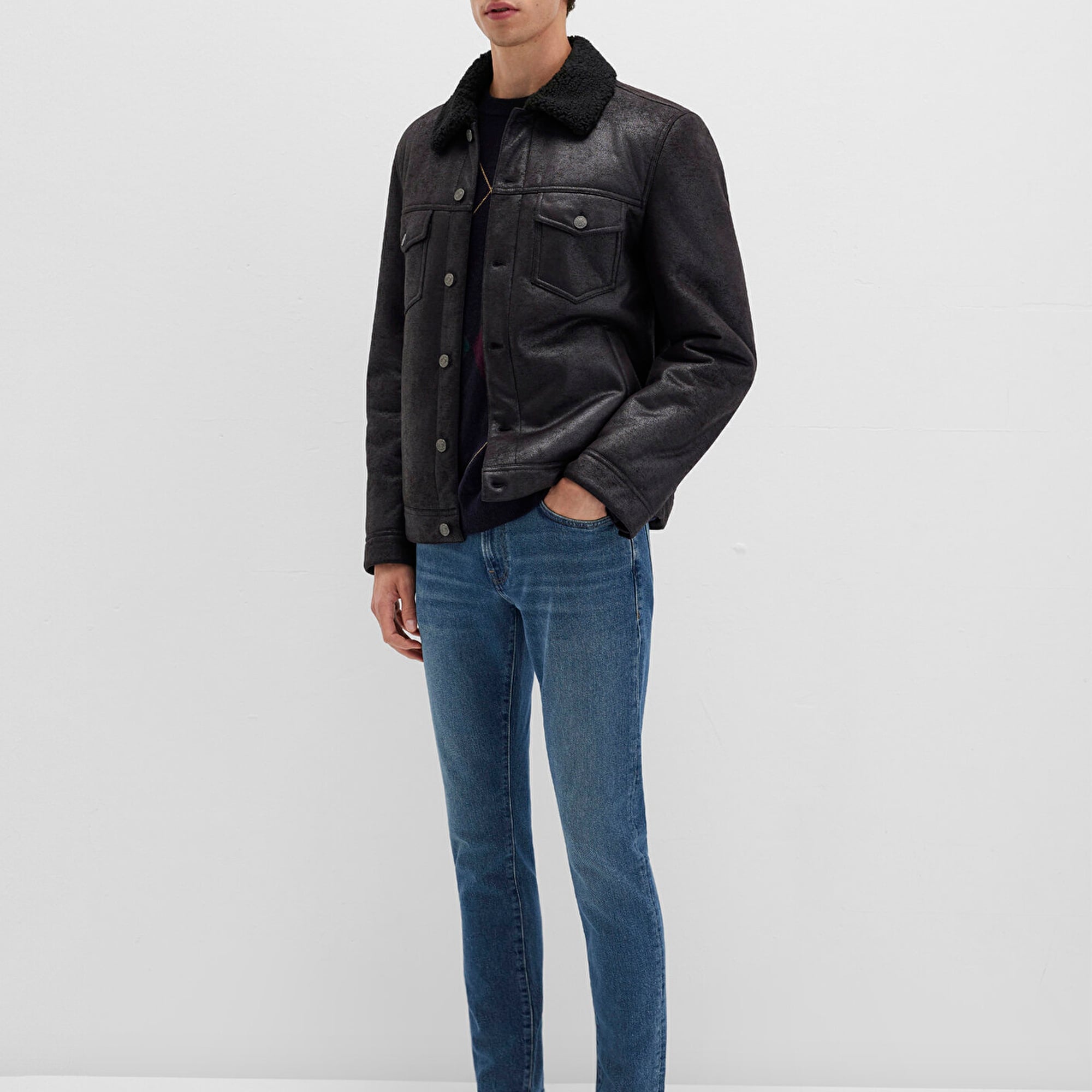 Mavi Siyah Suni Deri Ceket Regular Fit / Normal Kesim 0110460-71379