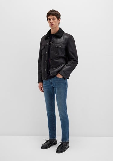  Mavi Siyah Suni Deri Ceket Regular Fit / Normal Kesim 0110460-71379