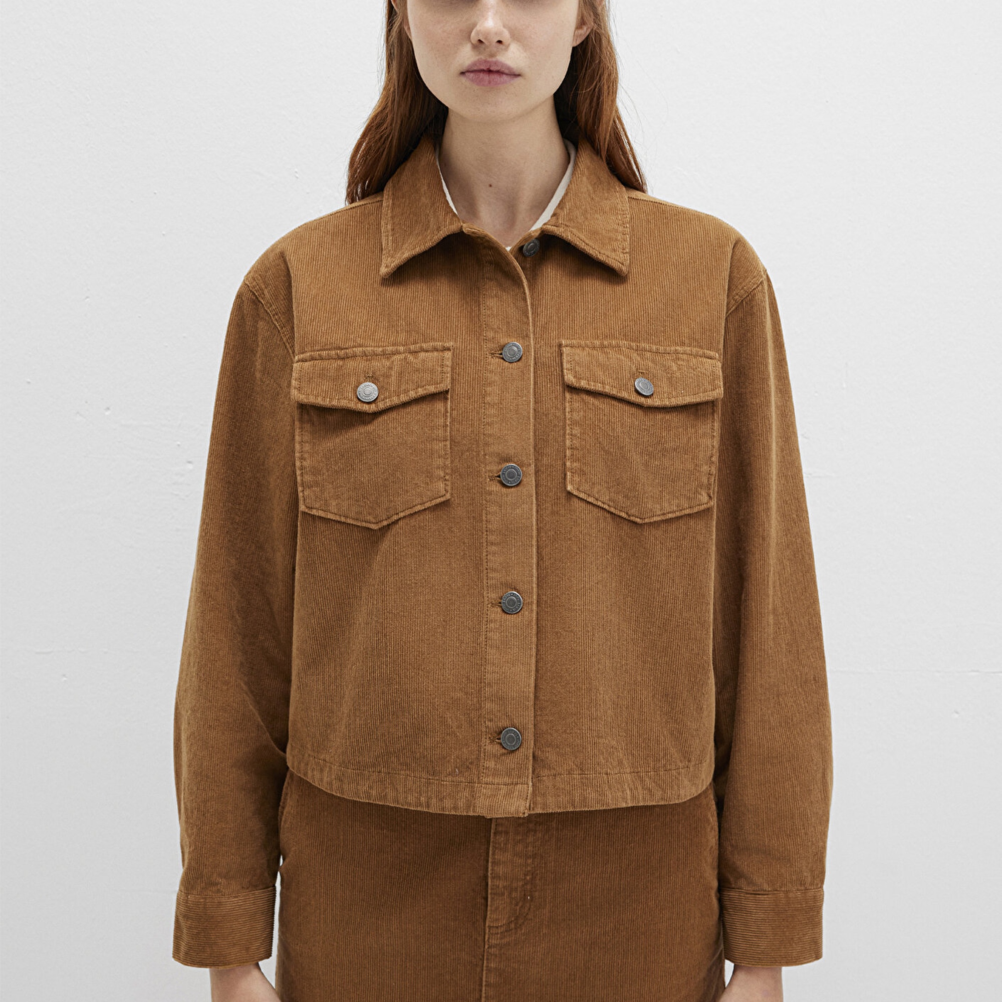 Mavi Kahverengi Kadife Gömlek Loose Fit / Bol Rahat Kesim 1211405-91393