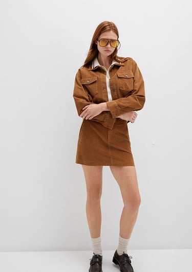  Mavi Kahverengi Kadife Gömlek Loose Fit / Bol Rahat Kesim 1211405-91393