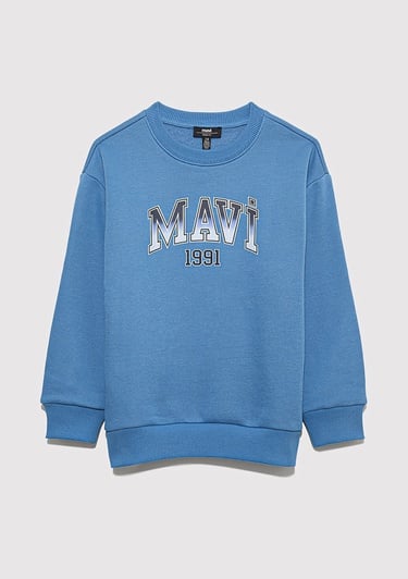  Mavi Mavi Logo Bisiklet Yaka Mavi Sweatshirt 6S10163-70724
