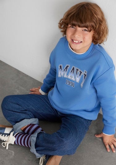  Mavi Mavi Logo Bisiklet Yaka Mavi Sweatshirt 6S10163-70724